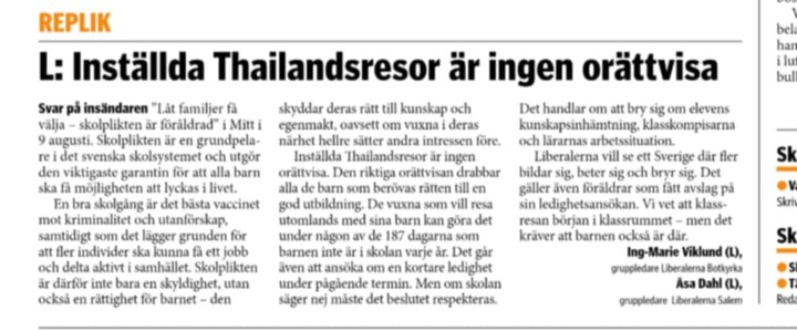 Repliken om skolplikt och barns rätt till utbildning