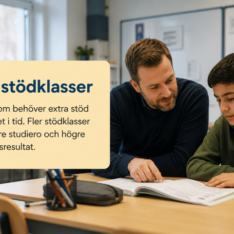 Lärare hjälper elev i stödklass i Botkyrka.