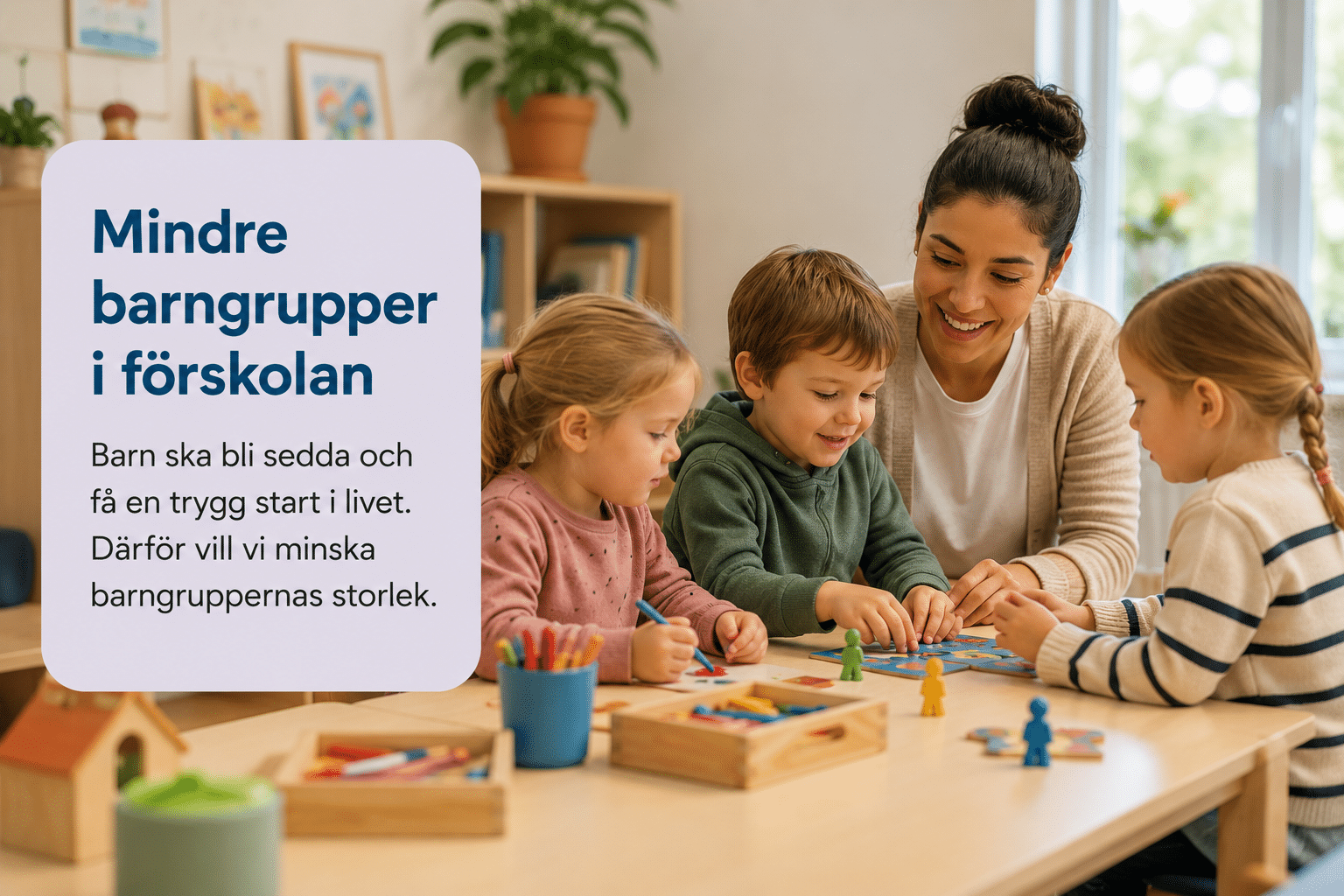 Trygg förskolemiljö i Botkyrka där barn får mer tid med pedagogerna.